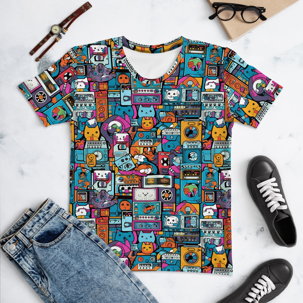 Kawaii Cats and Boomboxes Recycled Women's Cut T-shirt