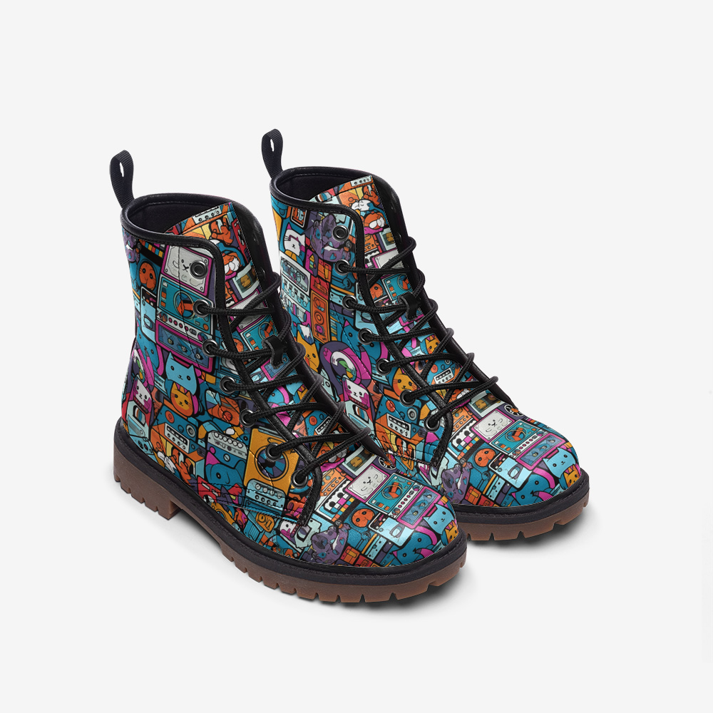 Kawaii Cats and Boomboxes Boots